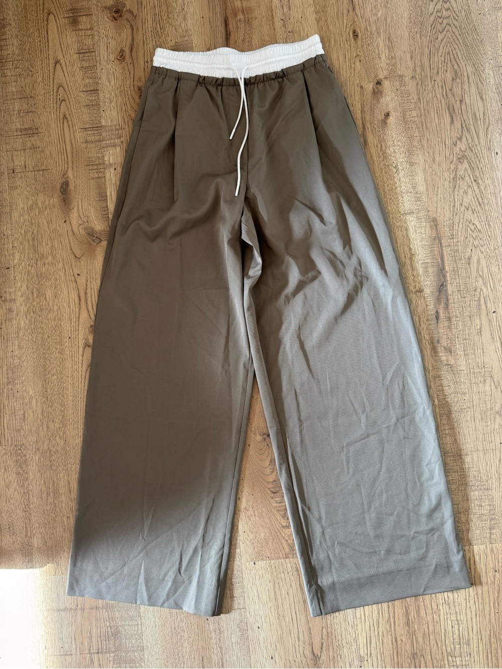 Oak + Fort Taupe Wide Leg Pants Contrast Waistband XS NWT - Picture 6 of 8